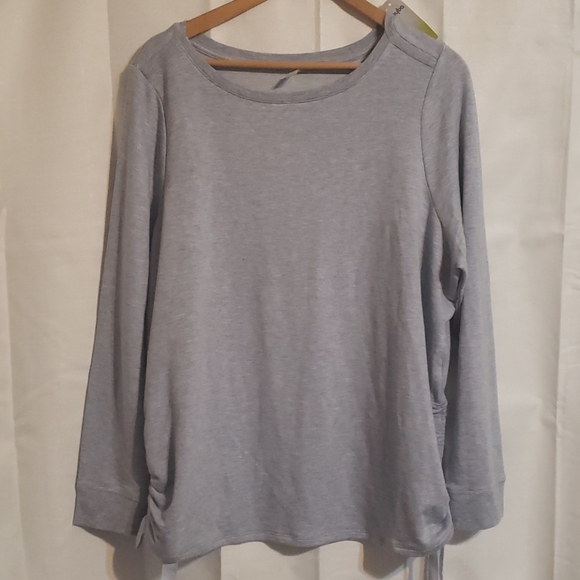 hyba Sweaters - Hyba light blue ruched tie pullover